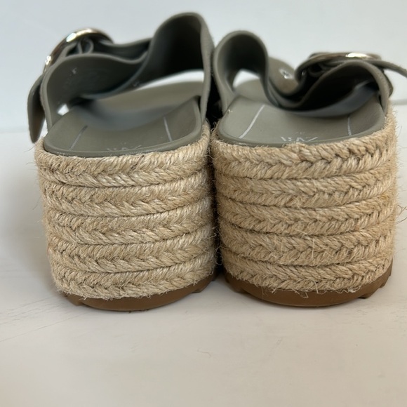 Zara espadrille platform sandal slide silver buckle sage gray green suede - Picture 3 of 16